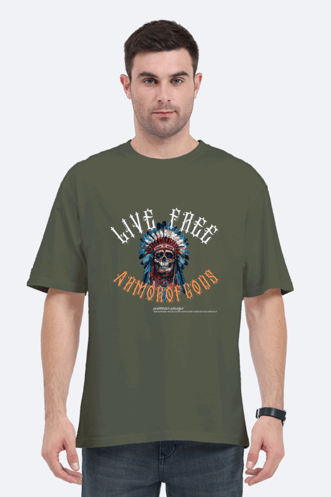 Live Free Armor of Gods -Unisex Oversize classic Cotton Tshirt - GOD Wings - Armor of Gods