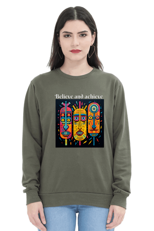 Believe and Achieve -  100% Cotton Minimalist Sweatshirt for Women