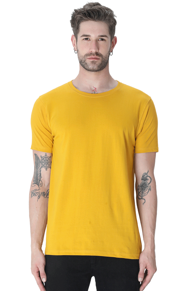 Premium Minimalist Unisex cotton T-shirt - Slim Fit - Half Sleeve - Mustard yellow