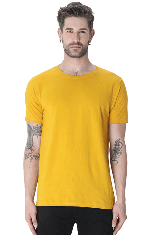 Premium Minimalist Unisex cotton T-shirt - Slim Fit - Half Sleeve - Mustard yellow