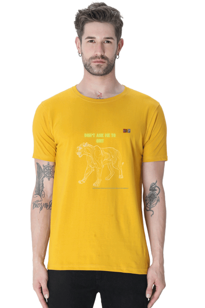 The BIG LION: DONT QUIT ATTITUDE : Premium Minimalist Unisex cotton T-shirt - Art for your wardrobe