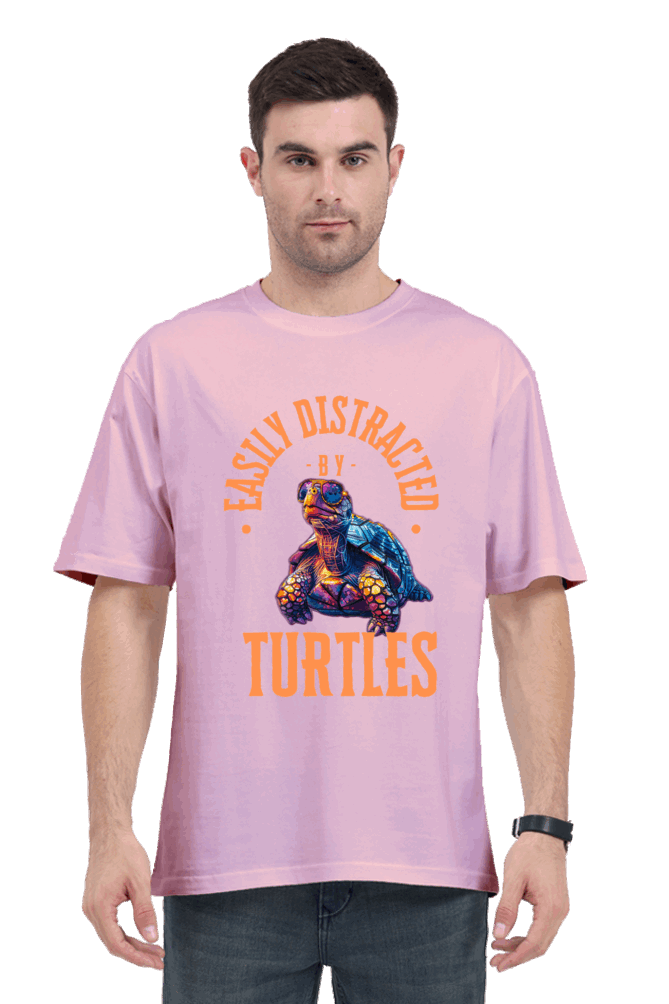 Unisex Oversize classic Cotton Tshirt -TURTLE BUDDIES - DISTRACTION