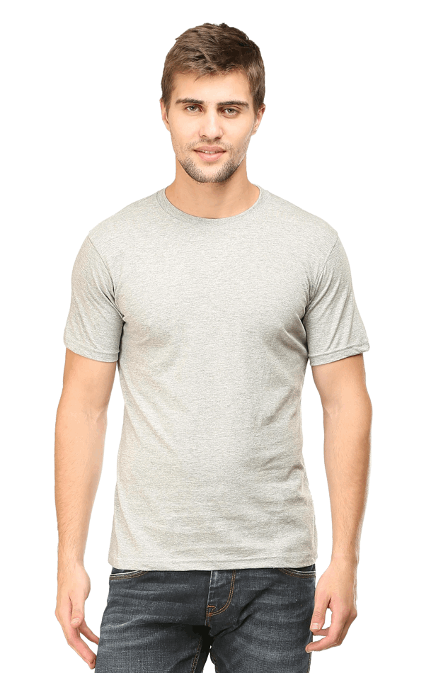 Premium Minimalist Unisex cotton T-shirt - Slim Fit half - Half Sleeve - Gray Melange