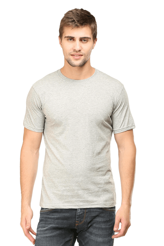 Premium Minimalist Unisex cotton T-shirt - Slim Fit half - Half Sleeve - Gray Melange