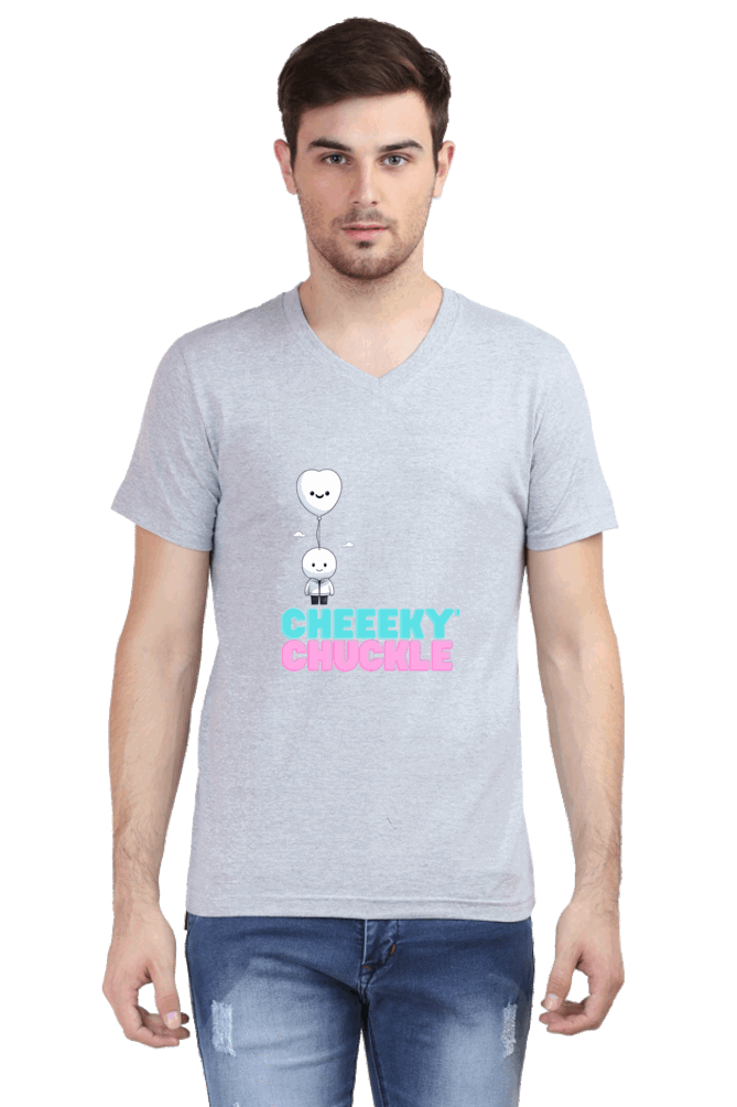 CHEEKY CHUKLE : Premium V-NECK Minimalist Unisex cotton T-shirt - Art for your wardrobe