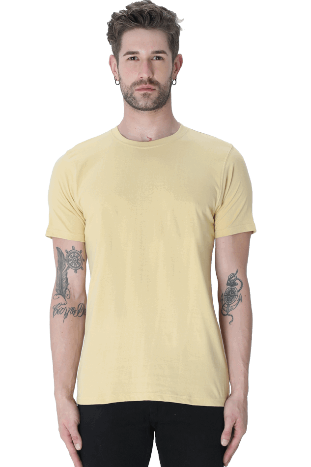 Premium Minimalist Unisex cotton T-shirt - Slim Fit - Half Sleeve - Beige