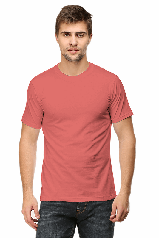 Premium Minimalist Unisex cotton T-shirt - Slim Fit - Half Sleeve - Coral