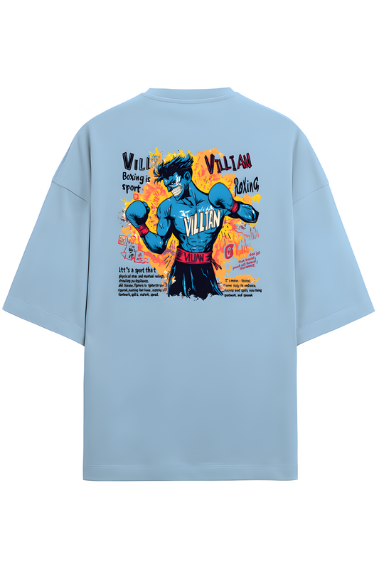 VILLIAN - Relaxed fit T-shirt with a round neck and short sleeves - BABY BLUE - Unisex Premium fit - TERRY COTTON