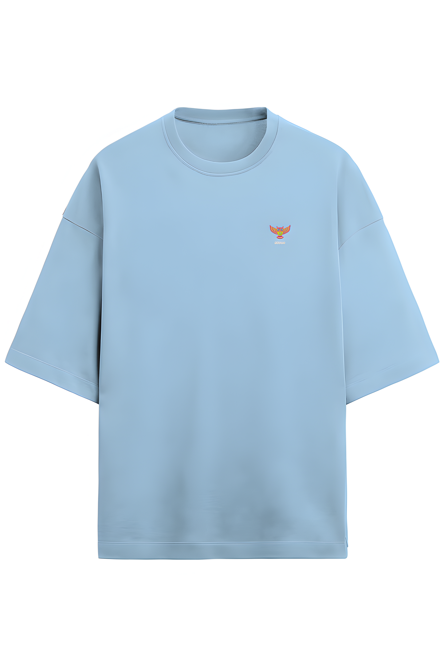 VILLIAN - Relaxed fit T-shirt with a round neck and short sleeves - BABY BLUE - Unisex Premium fit - TERRY COTTON