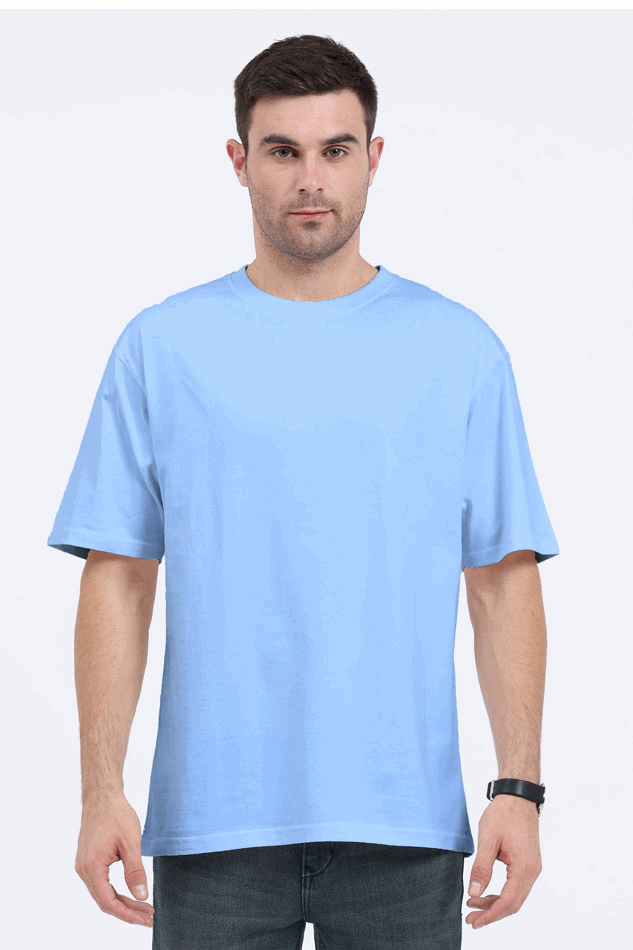 Loose Fit - Half Sleeve - Baby Blue- Premium Minimalist Unisex cotton T-shirt