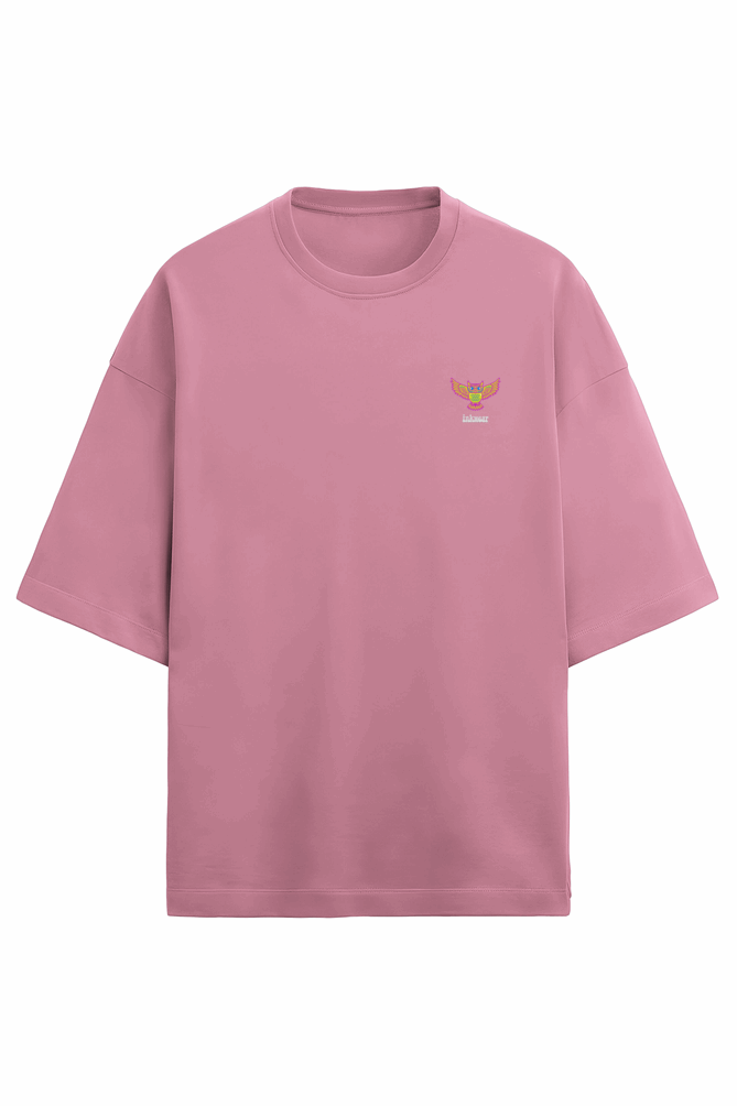 Relaxed fit T-shirt with a round neck and half sleeves - Flamingo