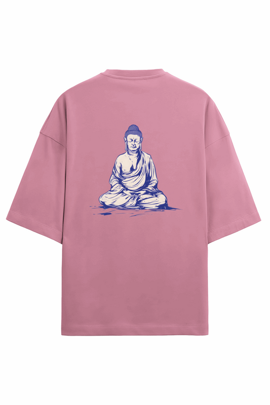 Relaxed fit T-shirt with a round neck and half sleeves drop shoulder unisex - Flamingo - Meditation and Vintage