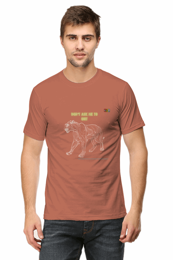 The BIG LION: DONT QUIT ATTITUDE : Premium Minimalist Unisex cotton T-shirt - Art for your wardrobe