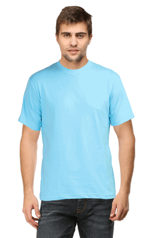 Premium Minimalist Unisex cotton T-shirt - Slim Fit -Half Sleeve- Sky Blue