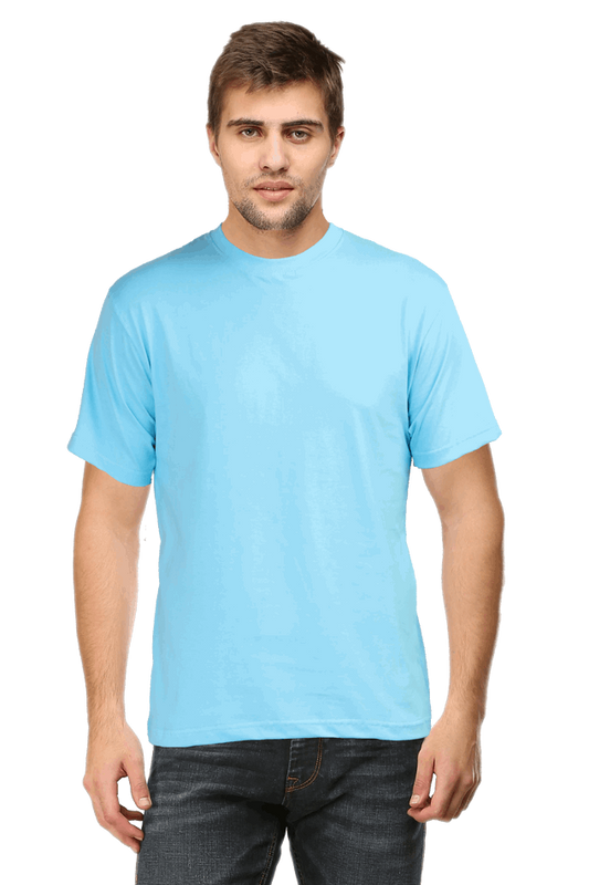 Premium Minimalist Unisex cotton T-shirt - Slim Fit -Half Sleeve- Sky Blue