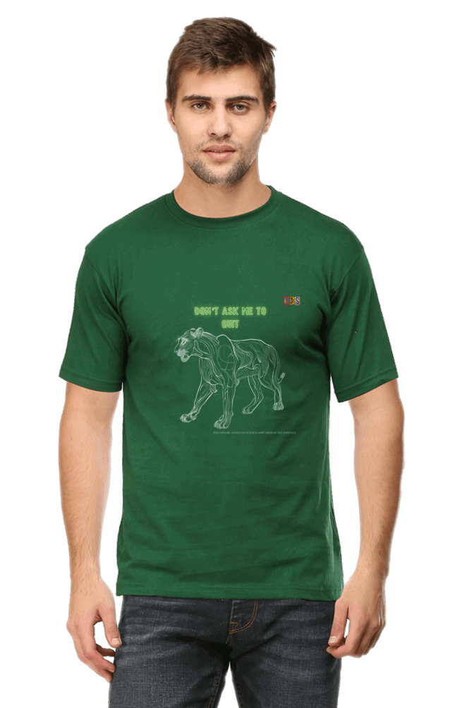 The BIG LION: DONT QUIT ATTITUDE : Premium Minimalist Unisex cotton T-shirt - Art for your wardrobe