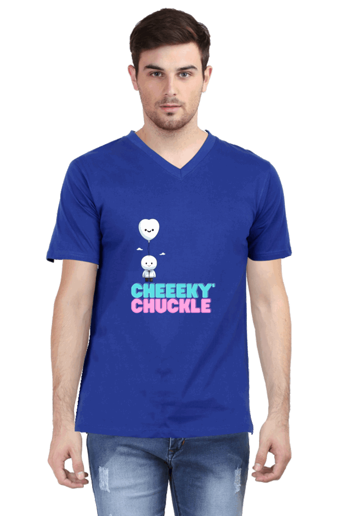 CHEEKY CHUKLE : Premium V-NECK Minimalist Unisex cotton T-shirt - Art for your wardrobe