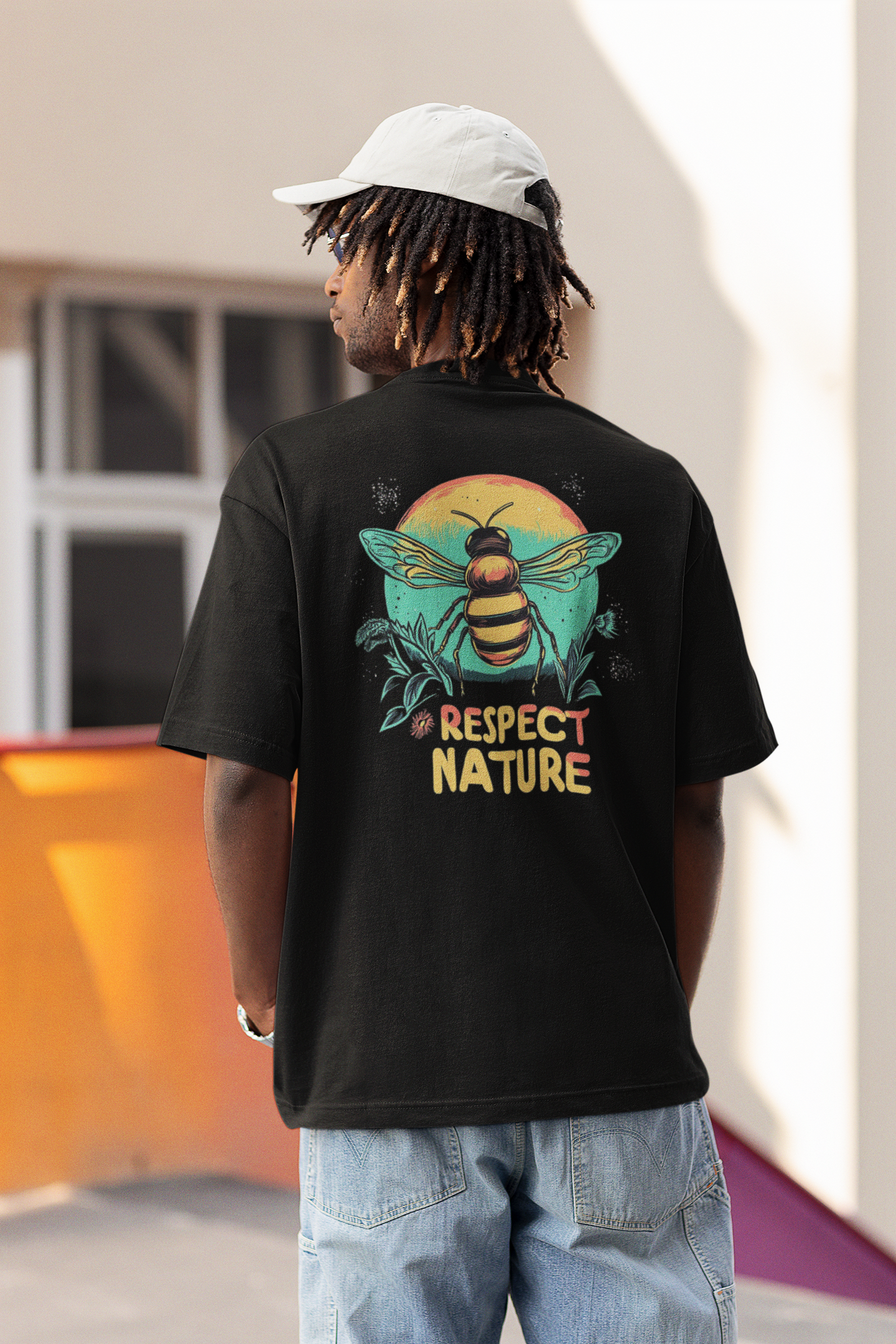 Loose Fit -BEES - Half Sleeve - Premium design Unisex cotton T-shirt - RESPECT NATURE