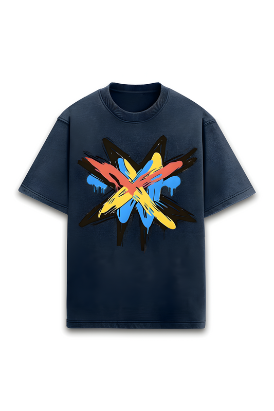 ABSTRACT MINDFULNESS - ACID WASH - Relaxed fit T-shirt with a round neck and short sleeves - BLUE - Unisex Premium fit