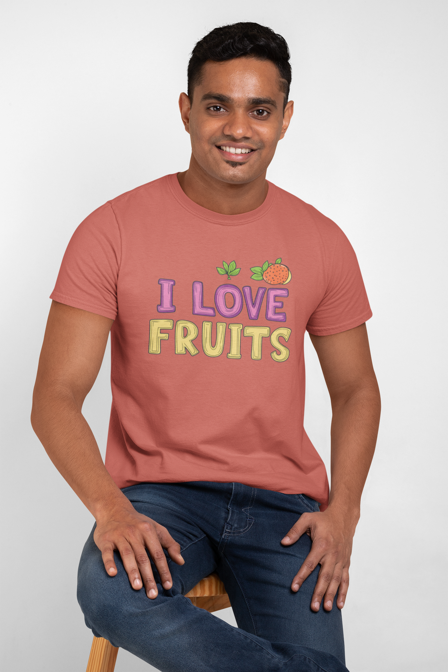 Premium Design Unisex cotton T-shirt - Slim Fit - Half Sleeve - FRUIT LOVE