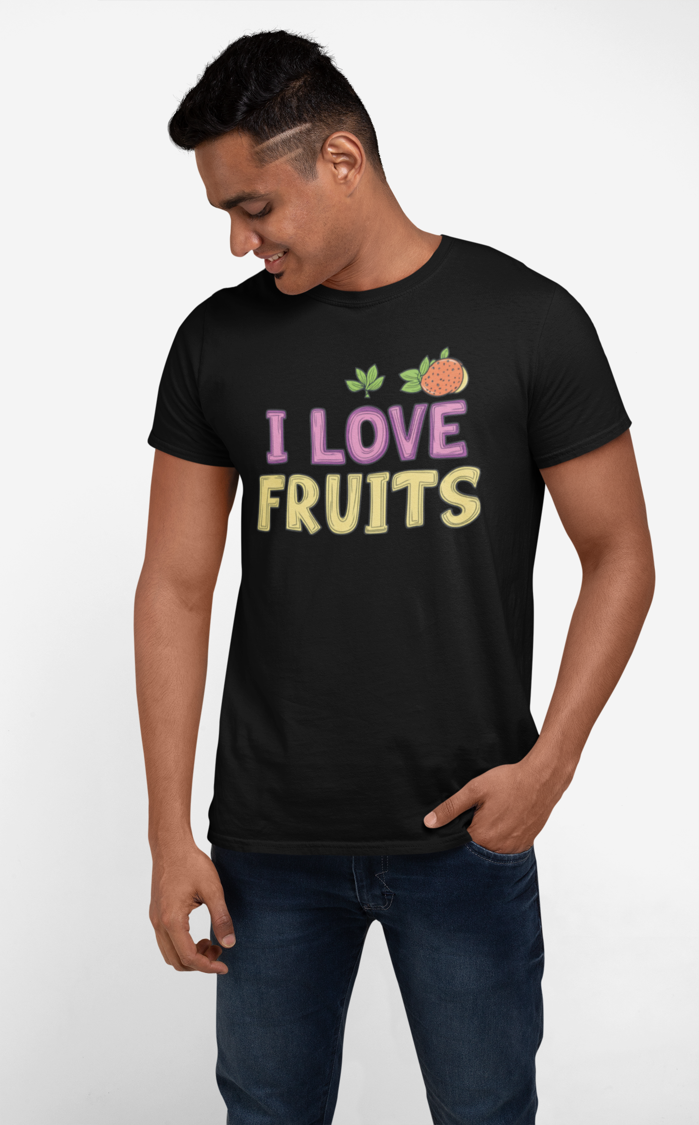 Premium Design Unisex cotton T-shirt - Slim Fit - Half Sleeve - I LOVE FRUITS