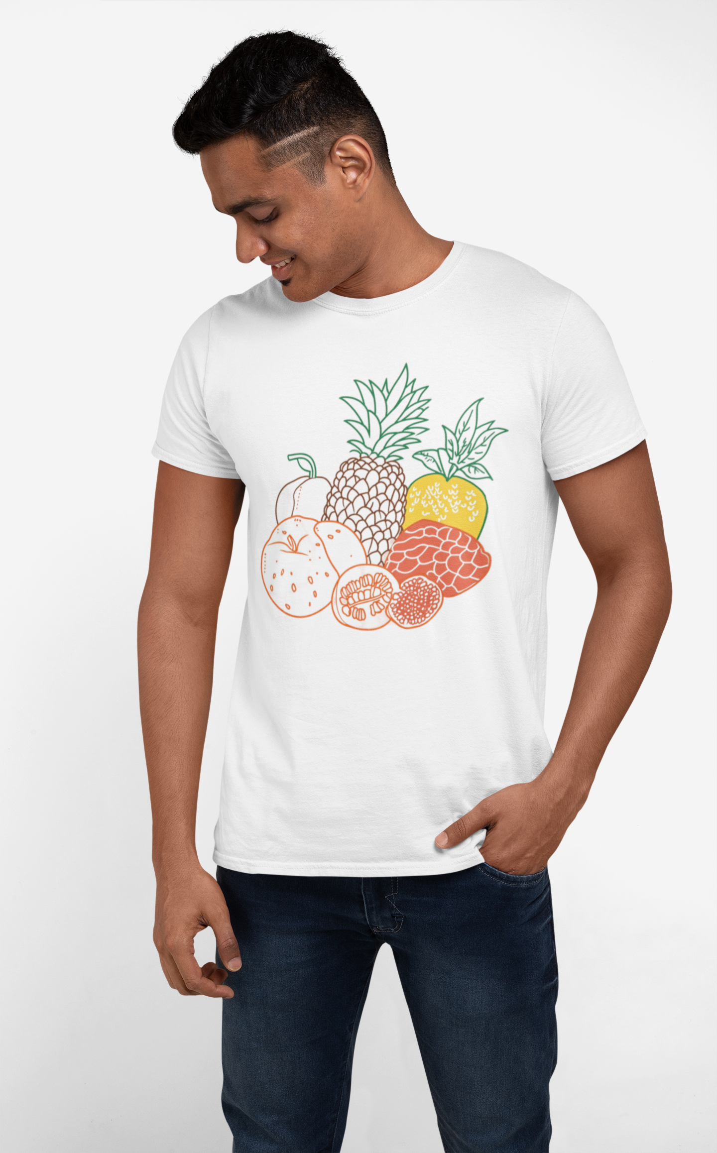 Premium Design Unisex cotton T-shirt - Slim Fit - Half Sleeve - FRUIT BASKET