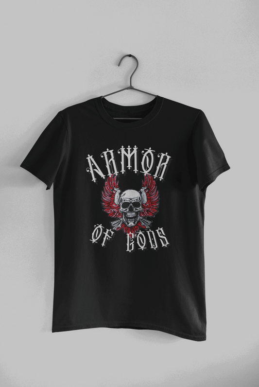 Unisex Oversize classic Cotton Tshirt - Skull WINGS - Armor of Gods