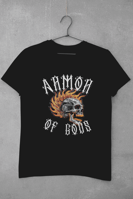 Unisex Oversize classic Cotton Tshirt - Skull Helmet- Armor of Gods