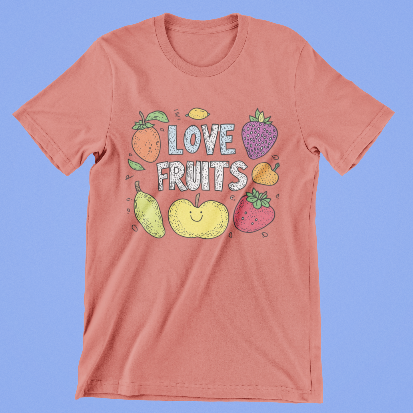 Premium Design Unisex cotton T-shirt - Slim Fit - Half Sleeve - FRUIT LOVE