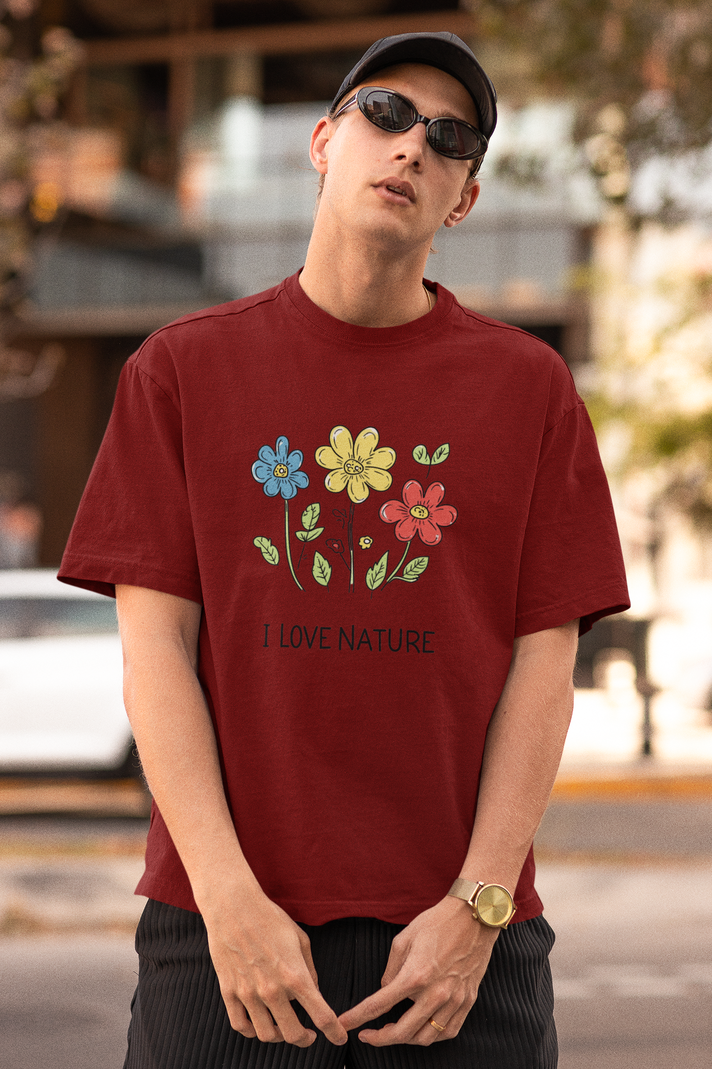 Loose Fit - Half Sleeve - Premium design Unisex cotton T-shirt - I love nature