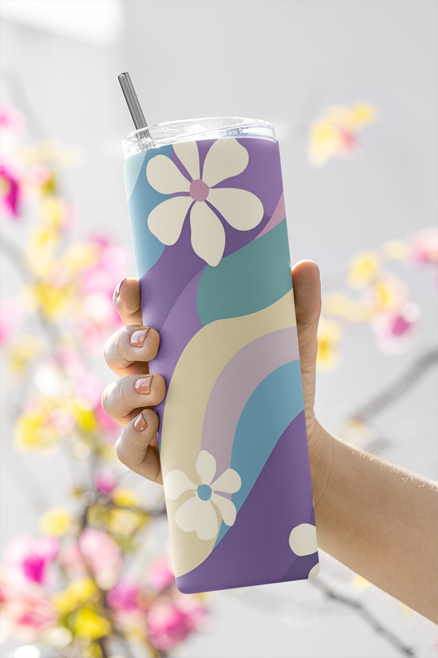 Hot and Cold Stainless Steel Tumbler 600 Ml - (20 OZ ) high-quality double-wall vacuum insulation - Cute Lavender