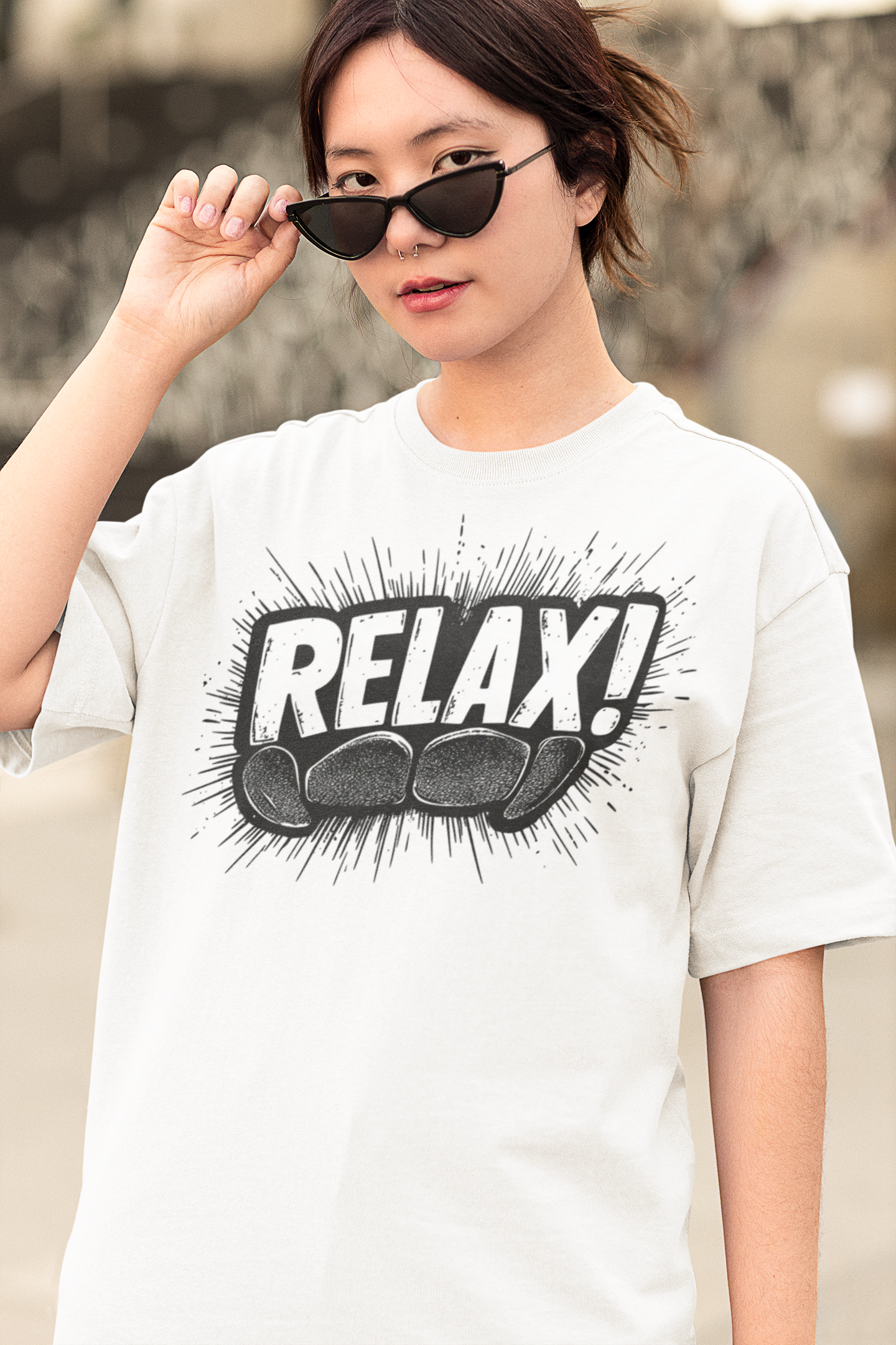 Relax White Loose Fit  - Half Sleeve -UNISEX OVERSIZE Cotton Tshirt