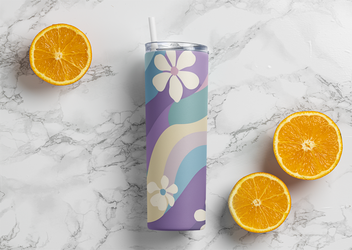 Hot and Cold Stainless Steel Tumbler 600 Ml - (20 OZ ) high-quality double-wall vacuum insulation - Cute Lavender