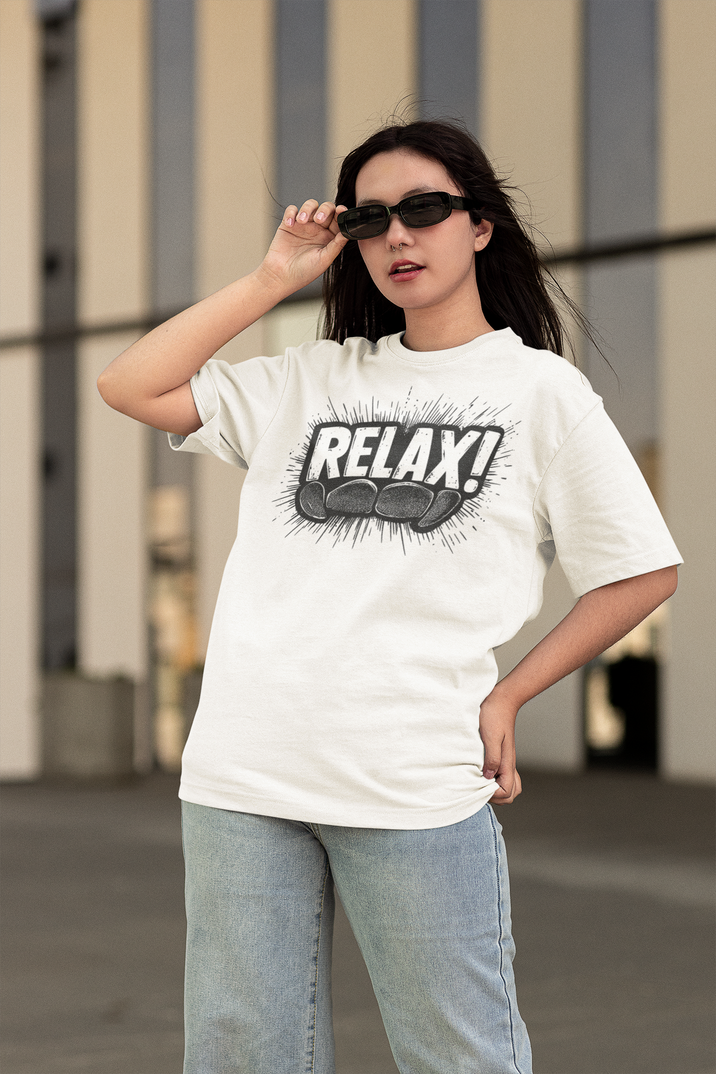 Relax White Loose Fit  - Half Sleeve -UNISEX OVERSIZE Cotton Tshirt