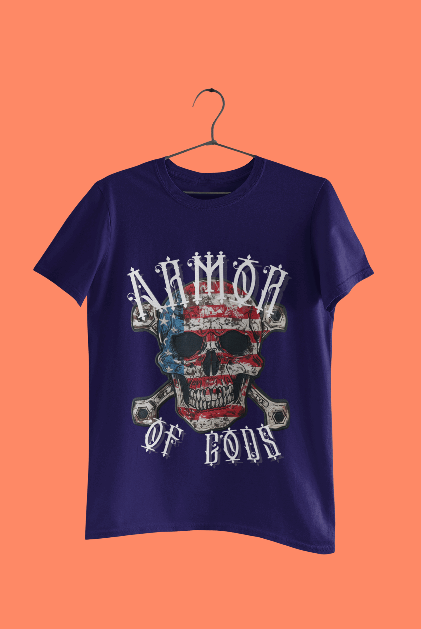 Unisex Oversize classic Cotton Tshirt - Skull Patch - Armor of Gods